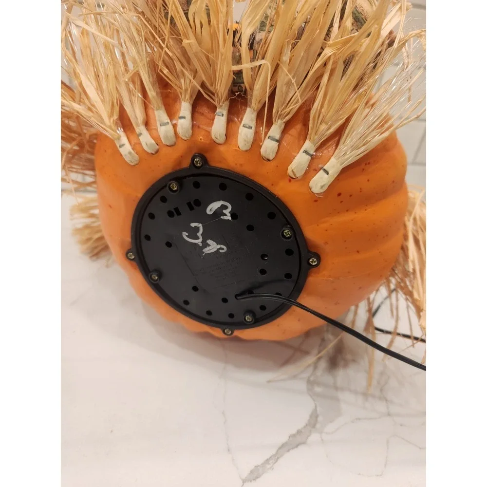 Vtg. Halloween Scarecrow Fall Pumpkin Fiber Optic Color Changing Jack O Lantern